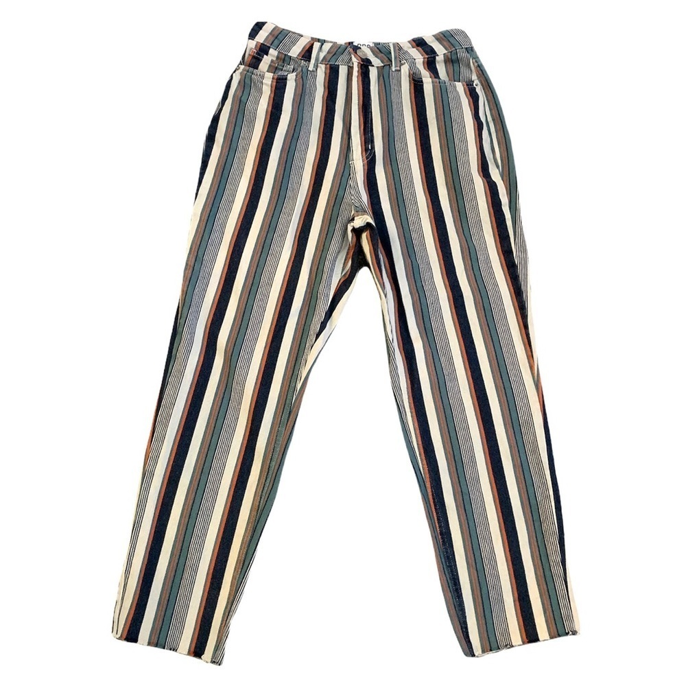 BDG Urban Outfitters Mom High Rise Multicolored Stripes Long Pants Denim Sz 28